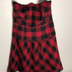 American Eagle Strapless Red Check Dress (6/S-M)